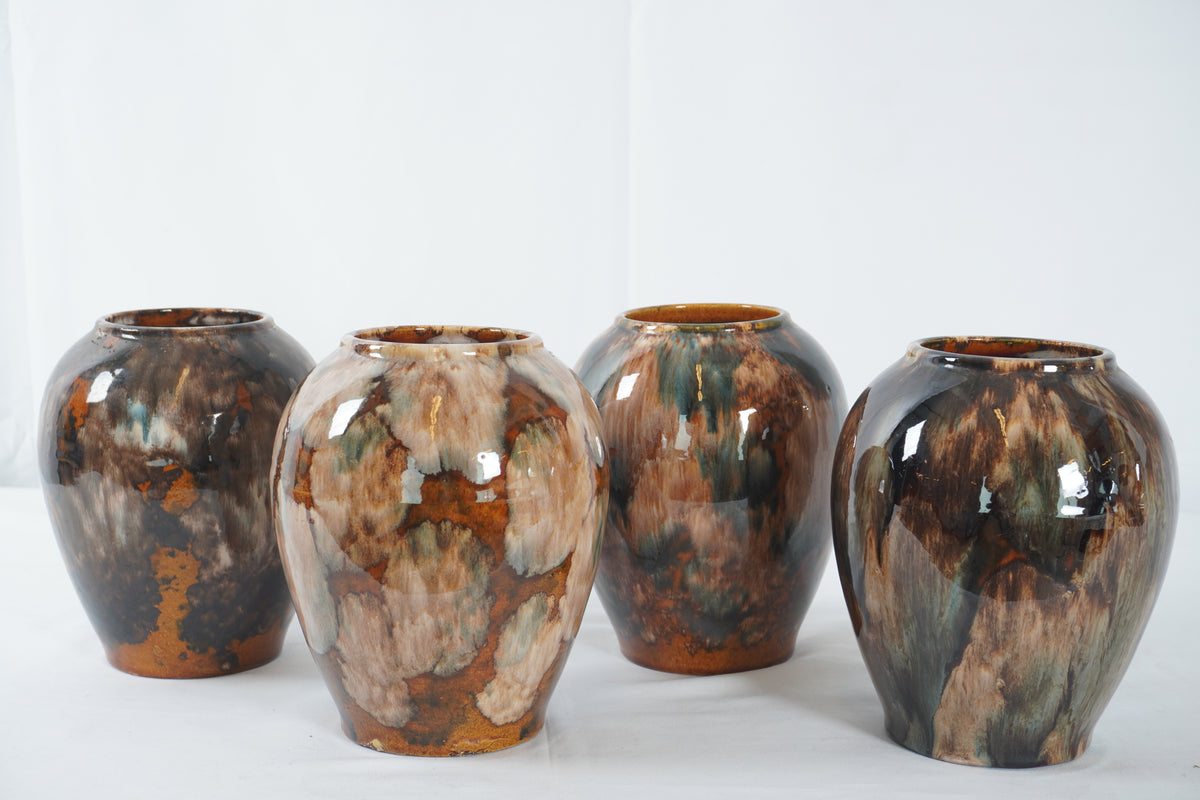 Vintage Pinsel McCoy Kunstkeramik Braun Onyx Art Pottery Vase Collection (Medium), Set of 4