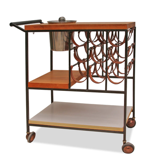 Vintage Arthur Umanoff Bar Cart With Wine Rack and Butcher Block