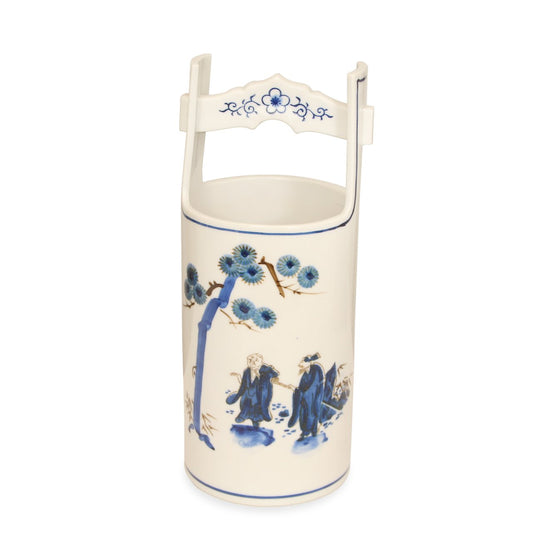 Vintage Asian Indigo Wishing Well Vase