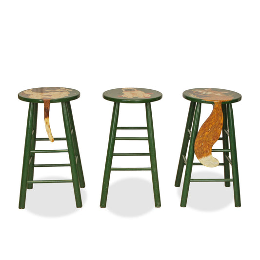 Vintage Bernie Hauserman Hand Painted Stools, C1991, Set of 3