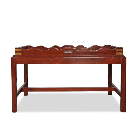 Vintage Chippendale Style Tray Top Mahogany Coffee Table