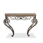 Vintage French Art Deco Wrought Iron Console with Marble Top