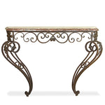Vintage French Art Deco Wrought Iron Console with Marble Top