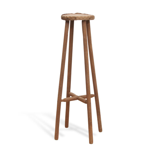 Vintage French Frida Minet Turned Oak Pedestal or Plant Stand C1950s