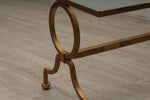 Vintage French Jacque Adnet Style Gilt Iron Coffee Table with Glass Top