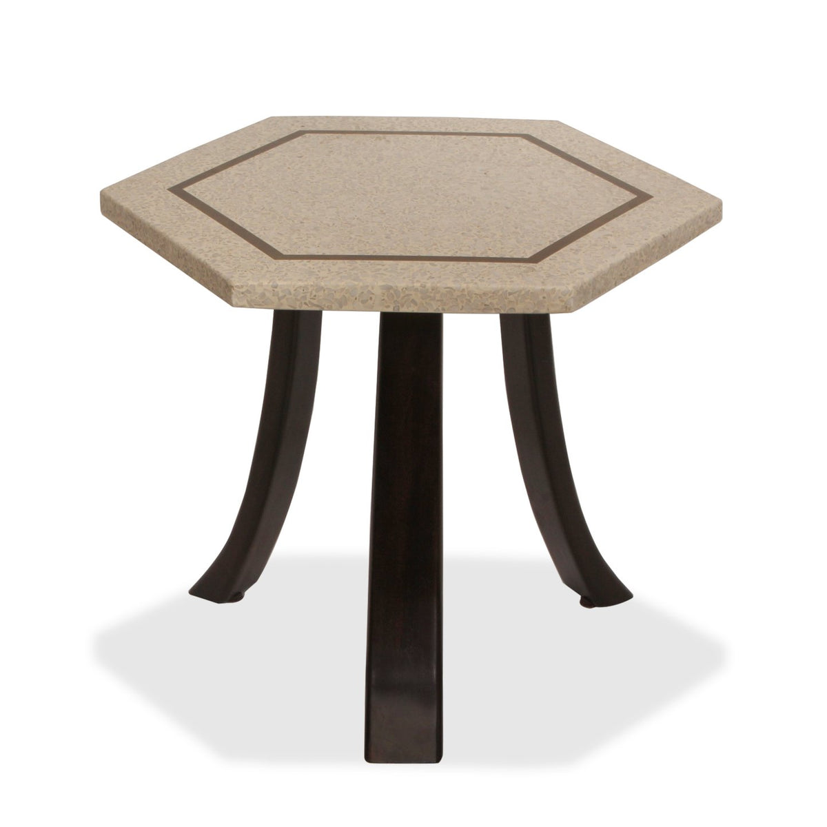 Vintage Harvey Probber Hexagonal Terrazzo & Brass Inlay Side Table