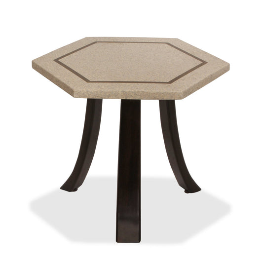 Vintage Harvey Probber Hexagonal Terrazzo & Brass Inlay Side Table
