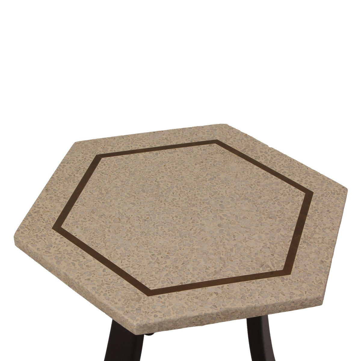 Vintage Harvey Probber Hexagonal Terrazzo & Brass Inlay Side Table