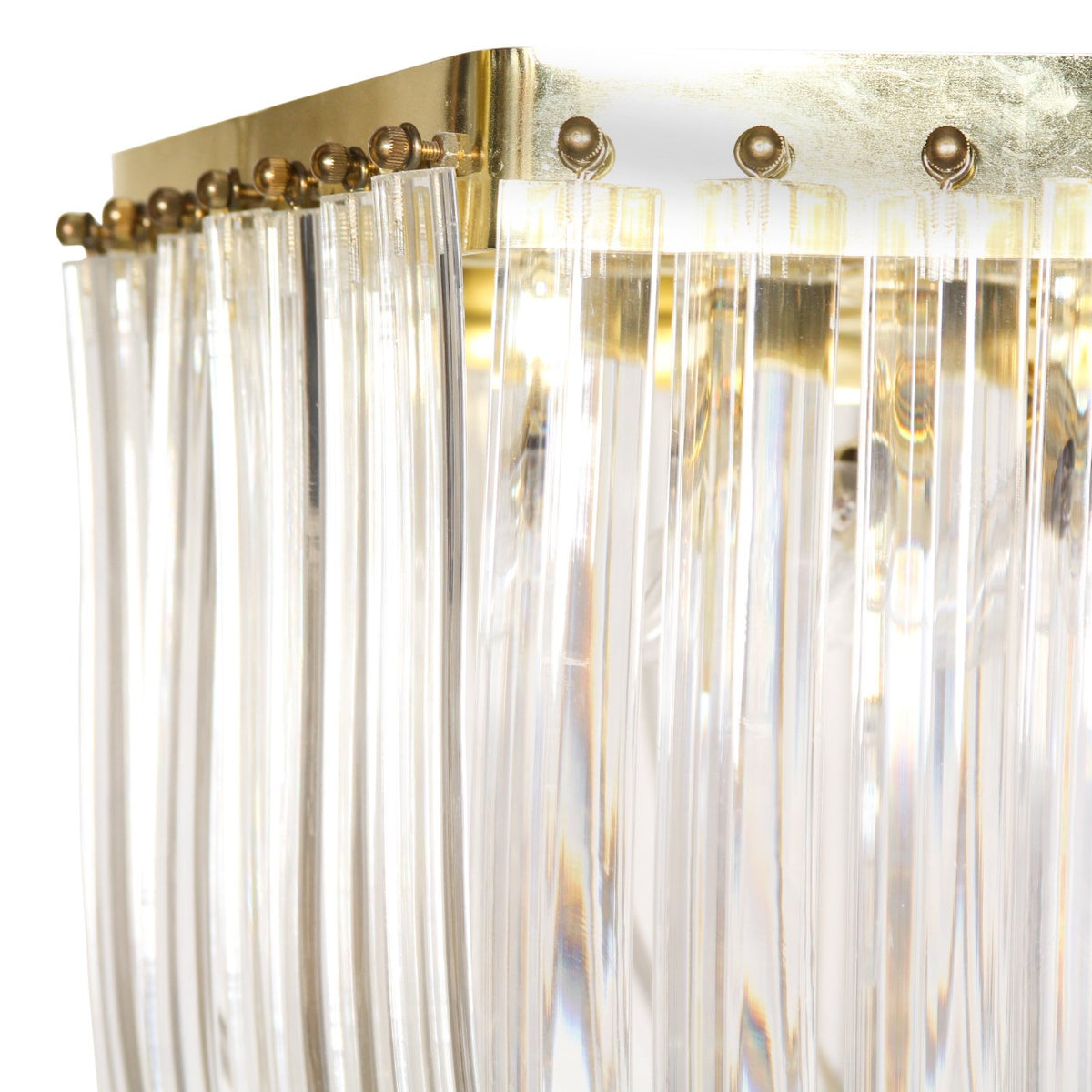 Vintage Hollywood Regency Brass Gold Lucite Ribbon Loop Carlo Nason Style Chandelier