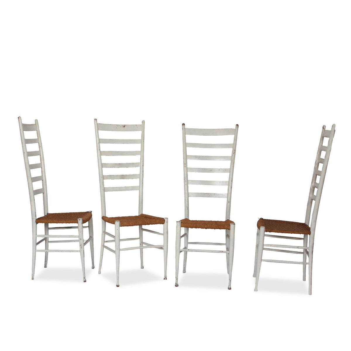 Vintage Italian Gio Ponti Style Ladderback Chairs, Set of 4