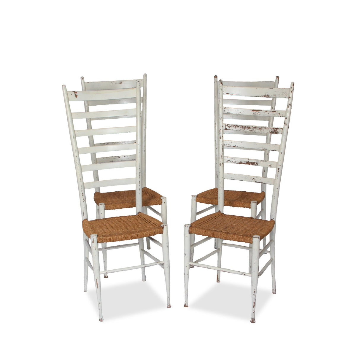 Vintage Italian Gio Ponti Style Ladderback Chairs, Set of 4