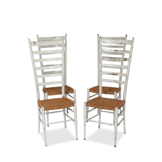 Vintage Italian Gio Ponti Style Ladderback Chairs, Set of 4