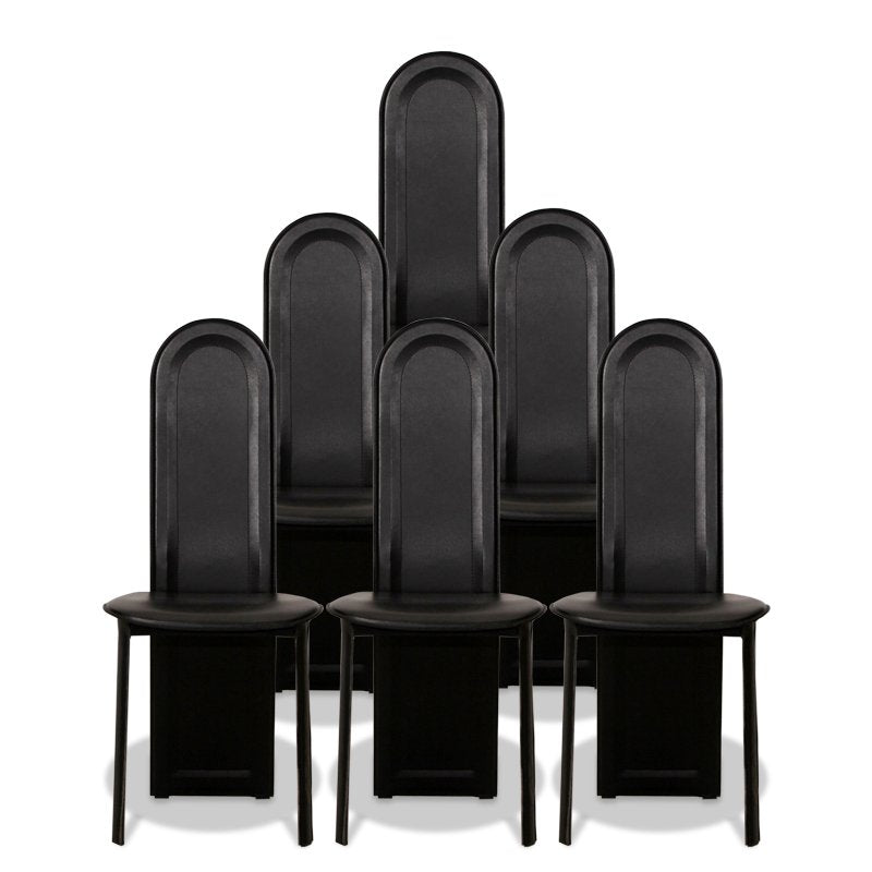 Set of 6 Vintage Italian Leather Dining Chairs