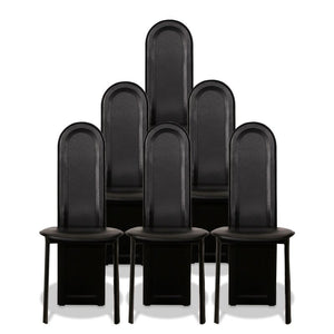 Set of 6 Vintage Italian Leather Dining Chairs