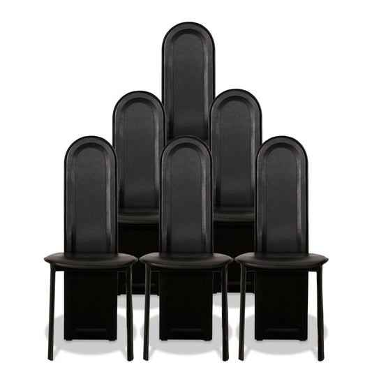 Set of 6 Vintage Italian Leather Dining Chairs