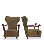 Vintage Italian Guglielmo Ulrich Wingback Chairs C1950s