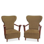 Vintage Italian Guglielmo Ulrich Wingback Chairs C1950s