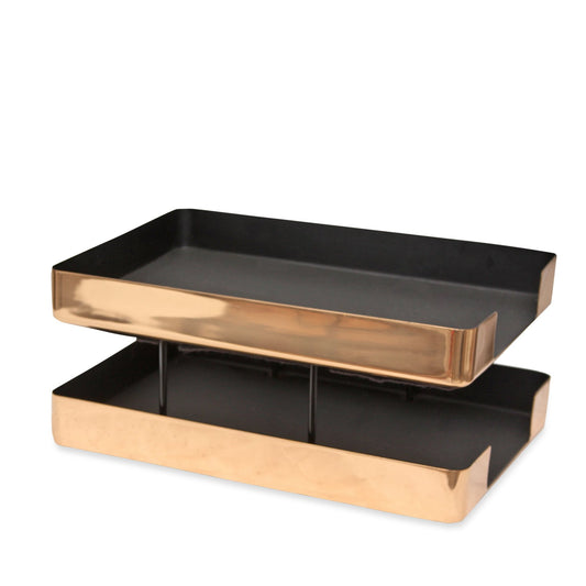 Vintage Smokador Modernist Double Paper Tray in Brass for Knoll, C1970s