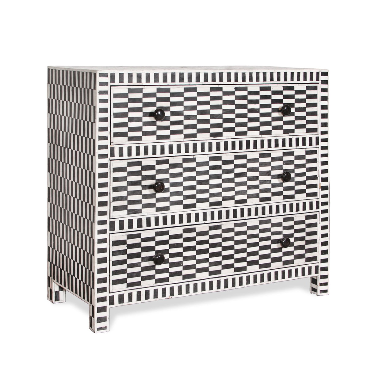 Vintage Moroccan Style Modern Bone Inlay Chest of Drawers