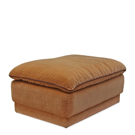 Vintage Roche Bobois Modular Ottoman with Suede Upholstery and Leather Piping