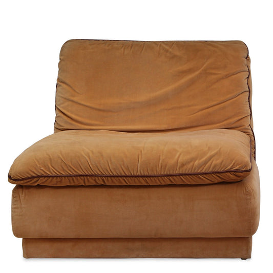 Vintage Roche Bobois Modular Slipper Chair with Suede Upholstery and Leather Piping
