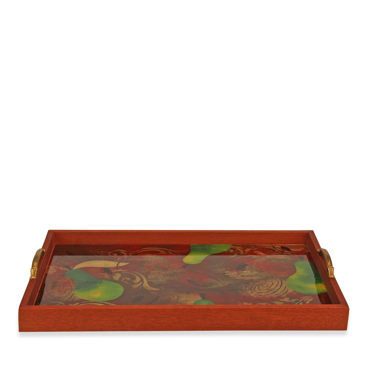 Vintage Signed Carreras Hand Painted Tray with Brass Handles