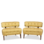 Vintage Slipper Chairs in The Manner of Billy Haines with Jim Thompson Silk Upholstery C1945, Pair