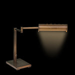 Vintage Walter Von Nessen Brass Swing Arm Table Lamp with Adjustable Cylindrical Shade