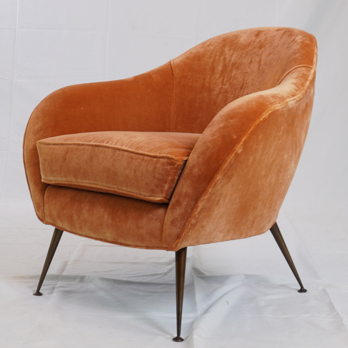 Vintage Italian MCM Style Velvet Lounge Chair (Newly Upholstered)