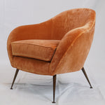 Vintage Italian MCM Style Velvet Lounge Chair (Newly Upholstered)