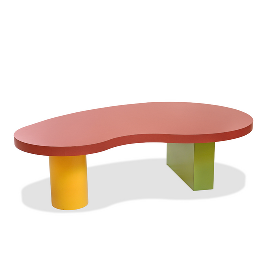 Vintage Post Modern Memphis Kidney Shape Coffee Table