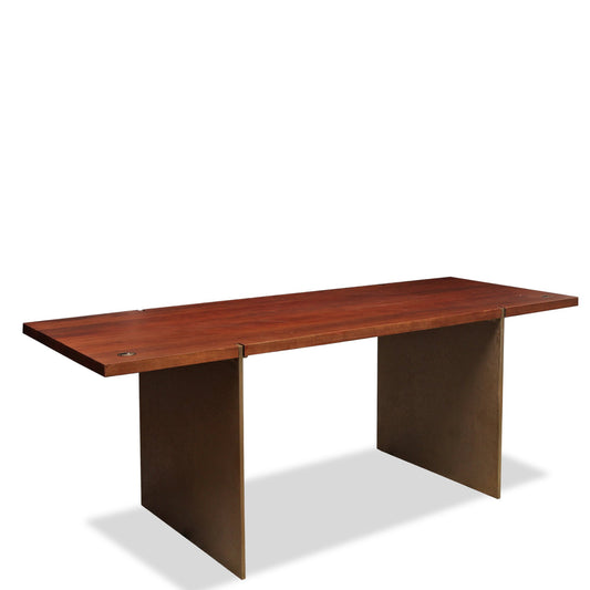 Modern Walnut Desk with Solid Brass Legs