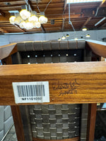 Modern Teak Bench with Woven Leather by Edward Smith