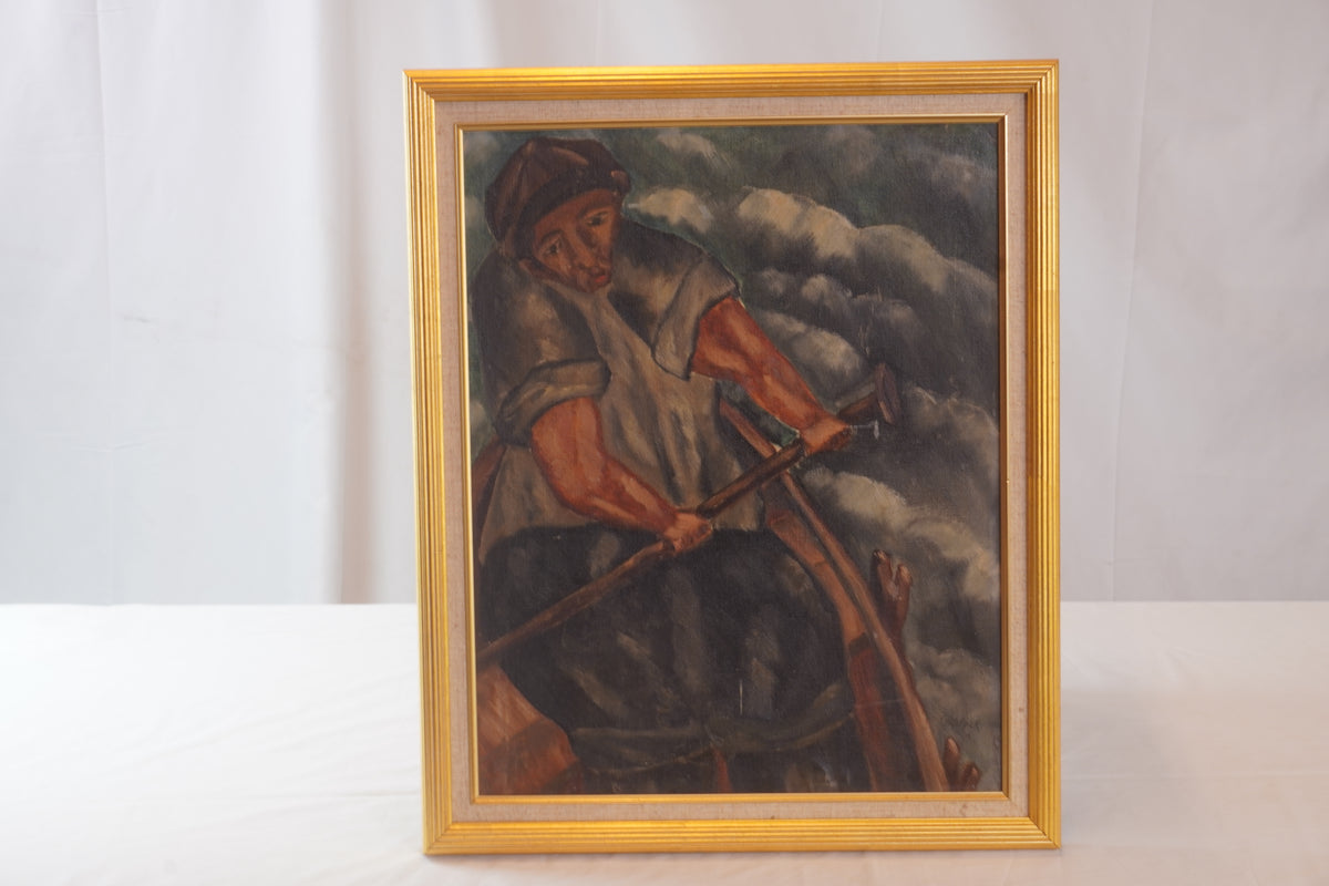 William Gropper Paddling Oil Painting