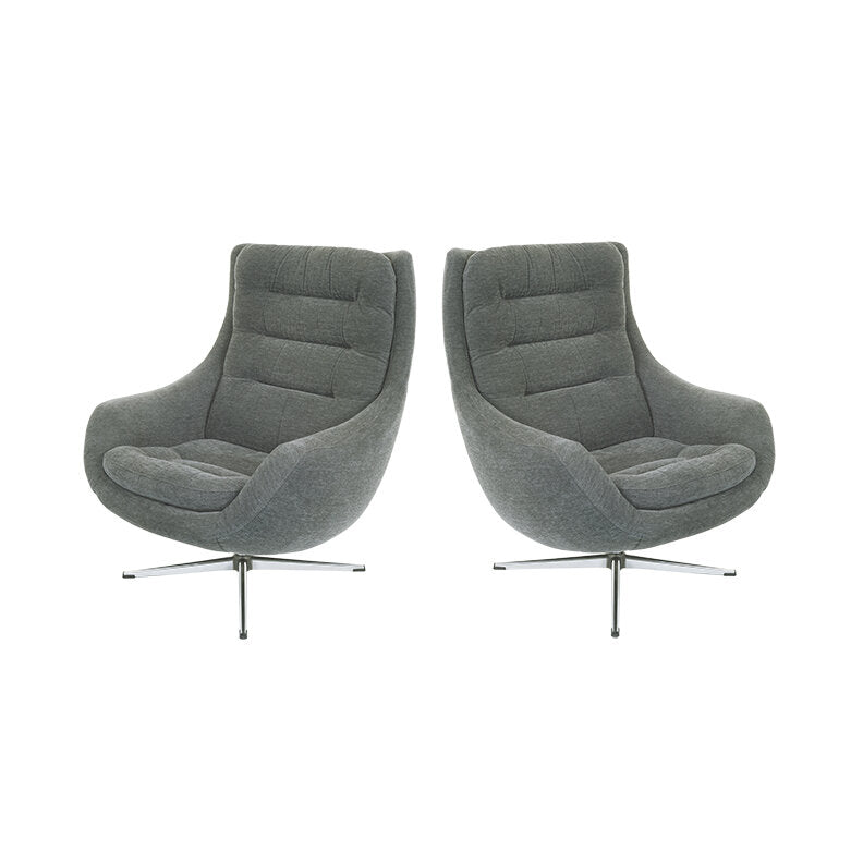 Pair of Vintage Modern Wing Lounge Chairs - Newly Upholstered