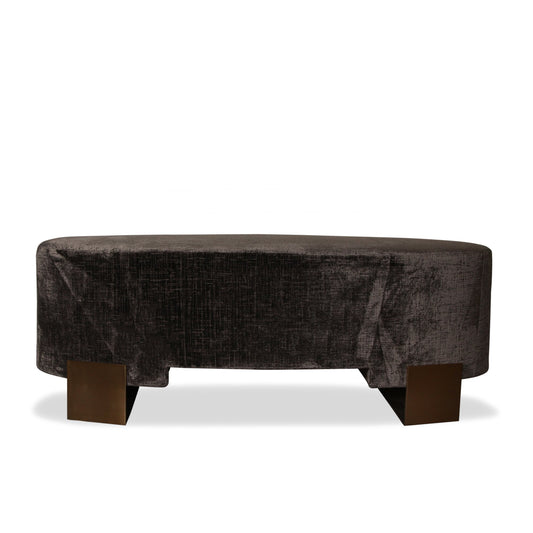 Contemporary Oval Bench with Sculptural Brass Legs