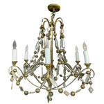 Vintage French Modern Sculptural Gilt, Crystal and Mirror Chandelier C1940s