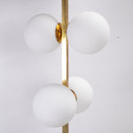 Vintage Italian Brass Floor Lamps with Opaline Ball, Pair of (condition - base with dents and need to be fixed)