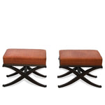 Pair of Modern Woven Leather X Base Benches