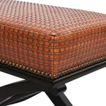 Pair of Modern Woven Leather X Base Benches
