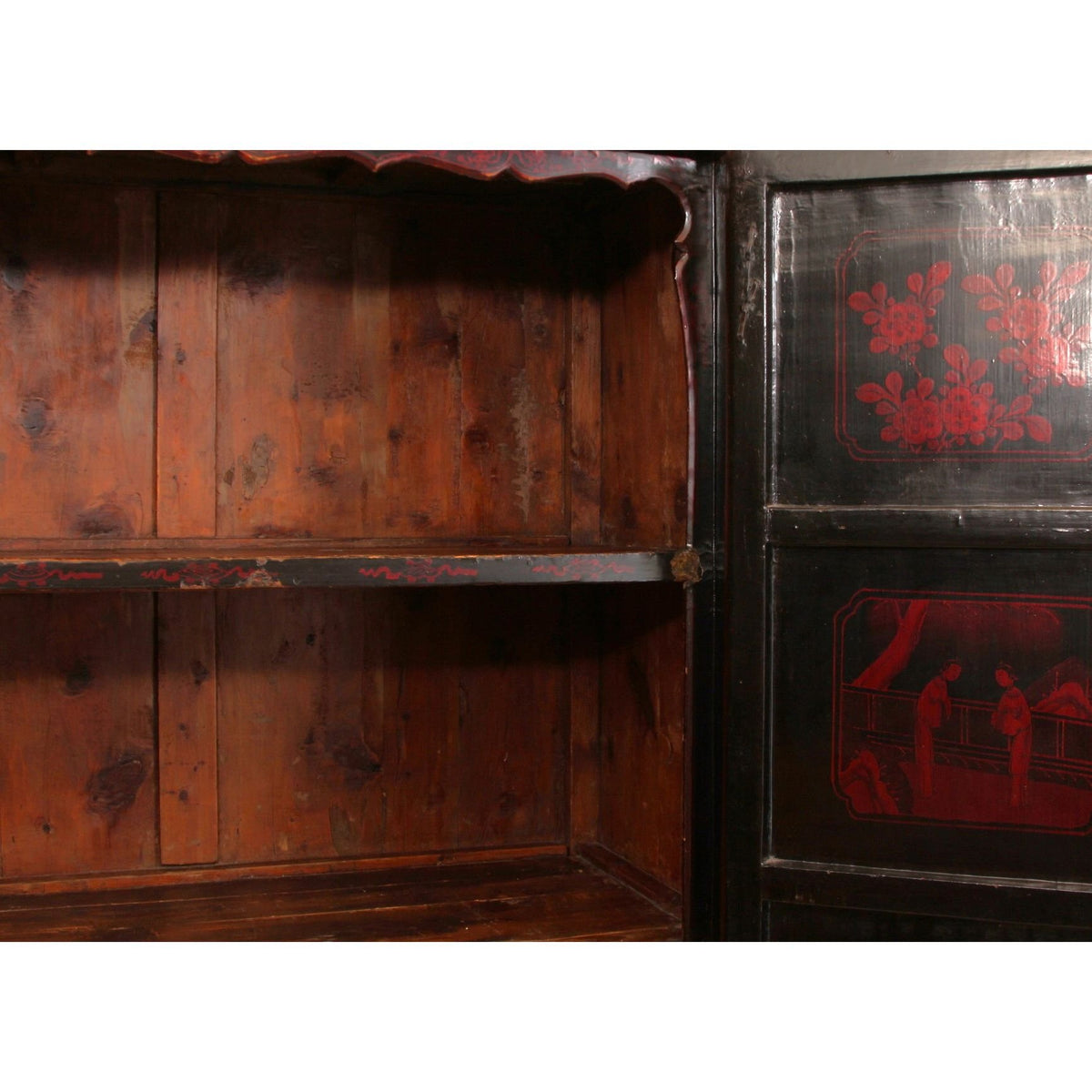 Antique Chinese Red Lacquered Armoire C1890s