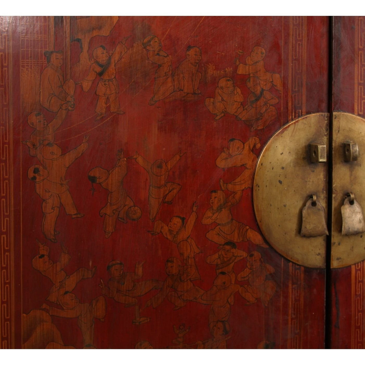 Antique Chinese Red Lacquered Armoire C1890s