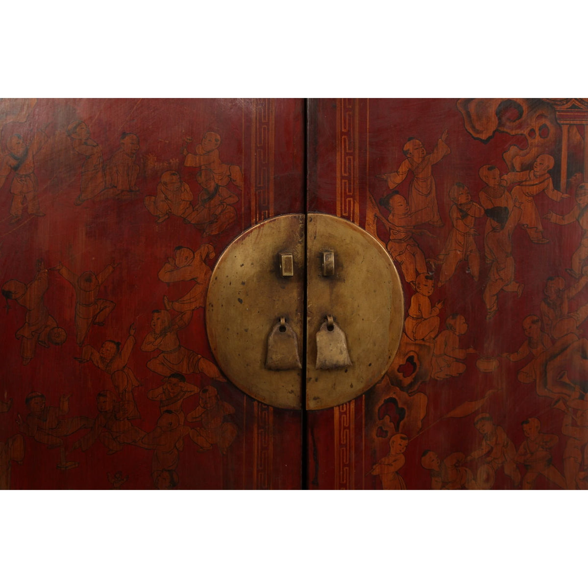 Antique Chinese Red Lacquered Armoire C1890s