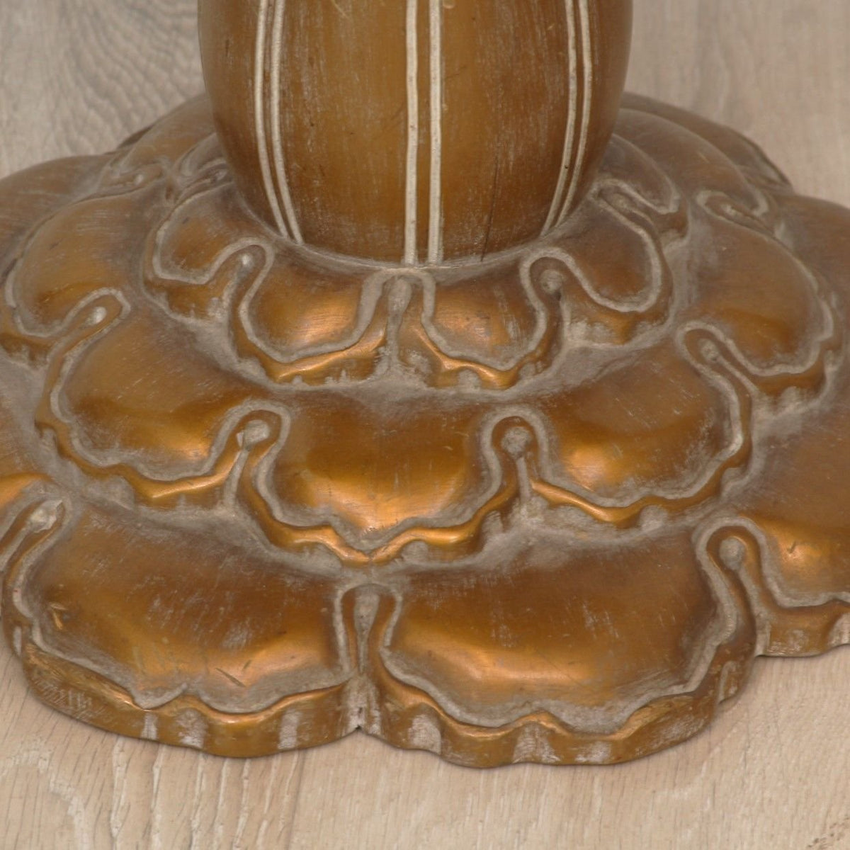 French Victorian Style Brass and Wood Hand Carved Lamp Side Table