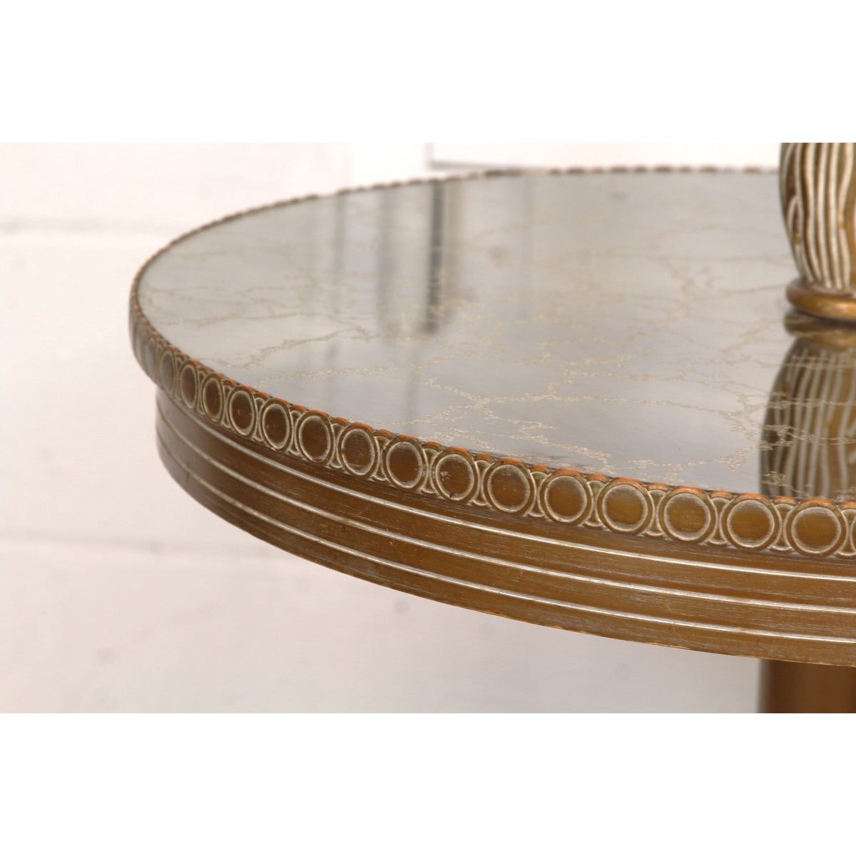 French Victorian Style Brass and Wood Hand Carved Lamp Side Table