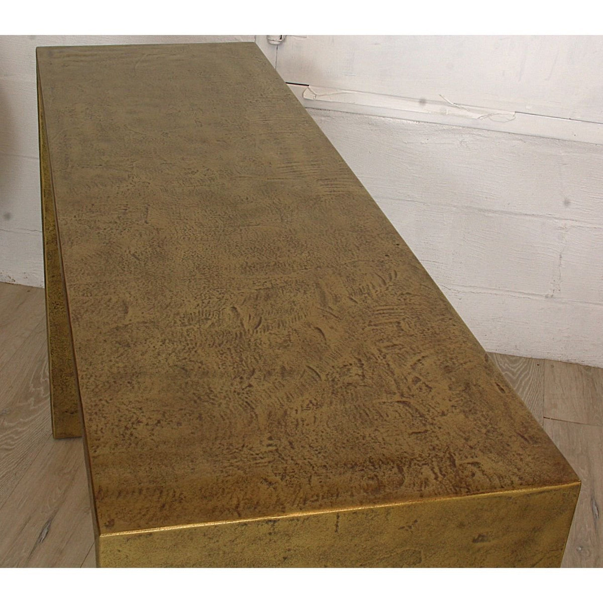 Julian Chichester Distressed Brass Modern Console Table