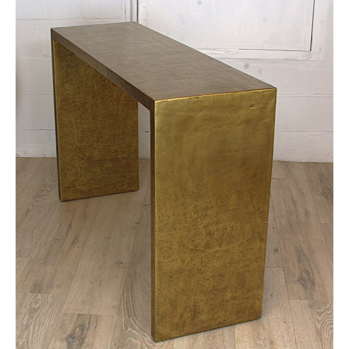 Julian Chichester Distressed Brass Modern Console Table