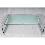 Vintage Leon Rosen Nickel and Glass Waterfall Coffee Table for Pace