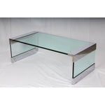 Vintage Leon Rosen Nickel and Glass Waterfall Coffee Table for Pace