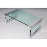 Vintage Leon Rosen Nickel and Glass Waterfall Coffee Table for Pace
